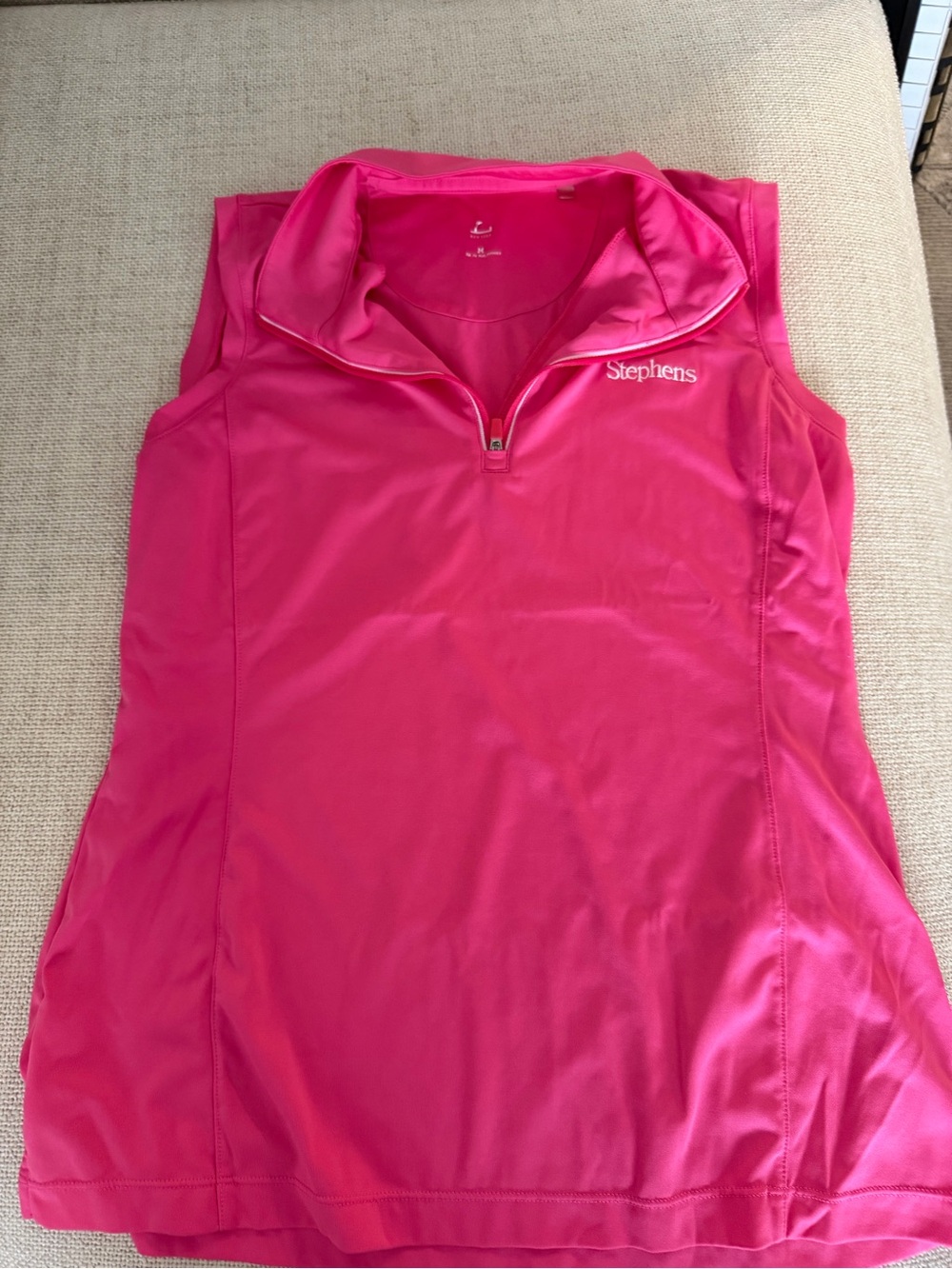 EP embroidered golf Women's Hot Pink Sleeveless Quarter-Zip Tank